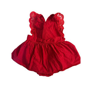 Baby girl Red Lace Trim Romper Bodysuit 9-12 Months